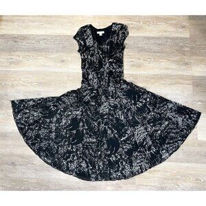 Coldwater Creek Sz 6 Long Black Stretch Mesh Nylon s Abstract Midi Dress